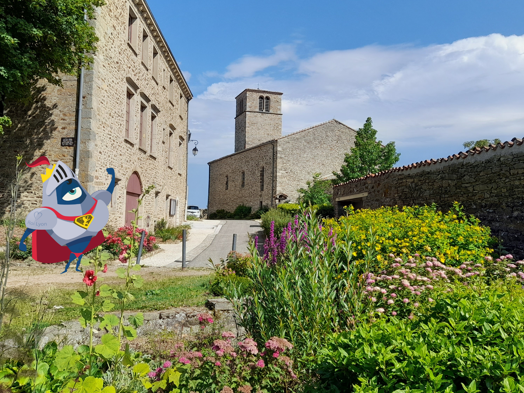 Vue sur l'église et le château avec Graal