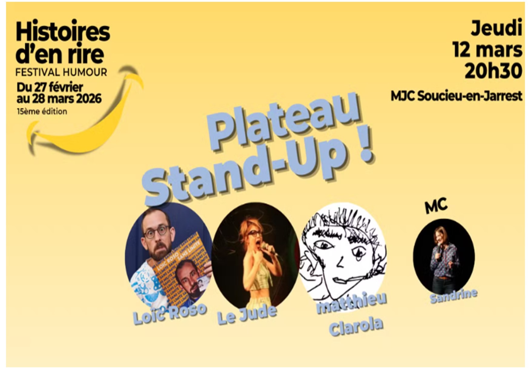 Festival Histoires d'en rire : Plateau Stand Up_MJC_Soucieu-en-Jarrest