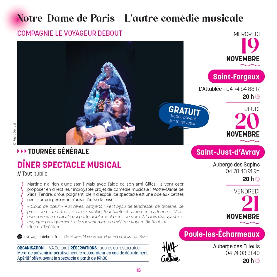 dîner spectacle musical : Notre-Dame de Paris - L'autre comédie musicale_Saint-Forgeux