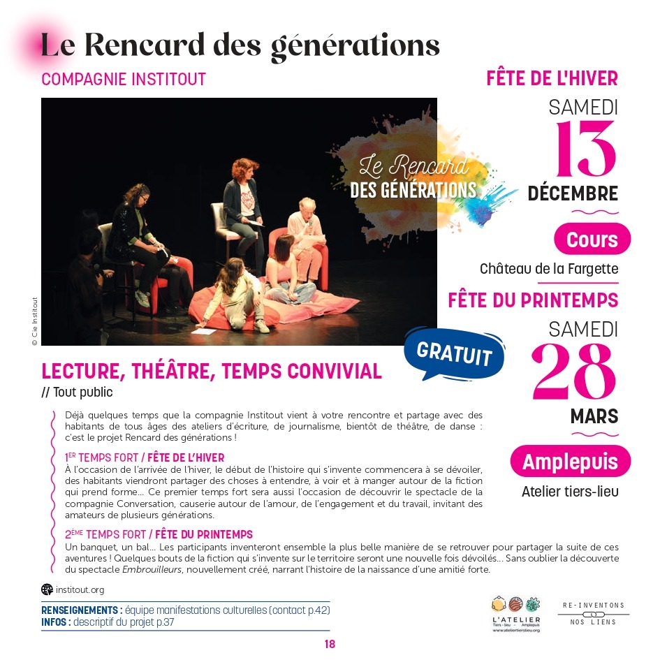 Le Rencard des générations - lecture, théâtre, temps convivial_Cours