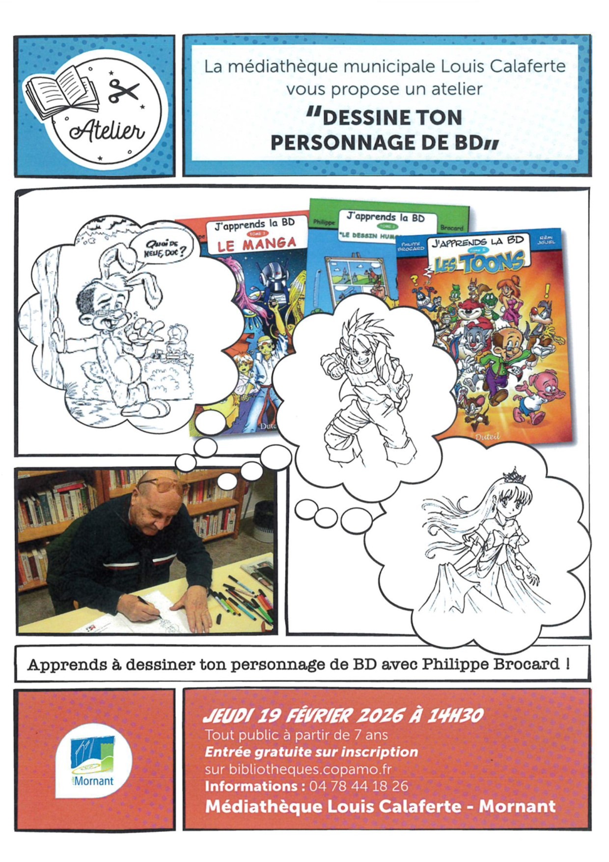 Atelier : dessine ton personnage de BD_Médiathèque_Mornant