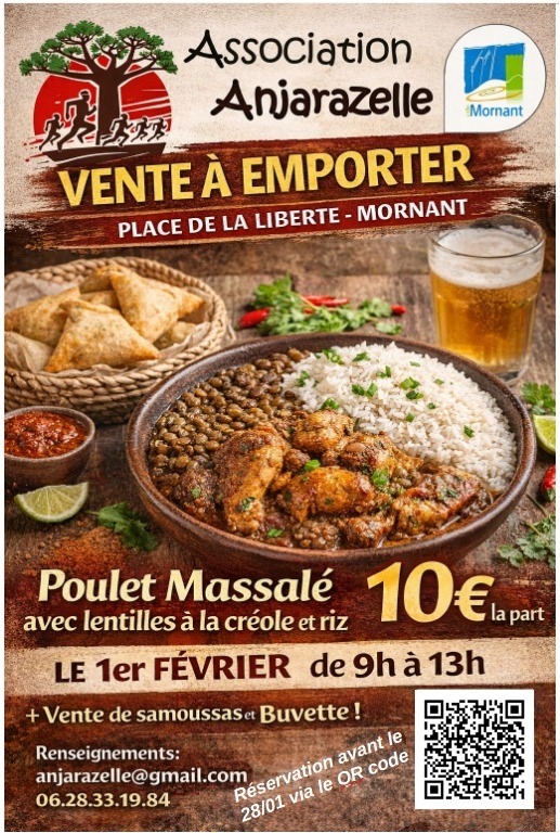 Matinée : Poulet Massalé avec lentilles à la créole_AssociationAnjarazelle_Mornant